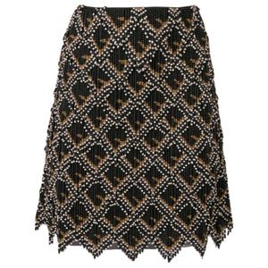 FENDI Beaded Leather Logo Mini Skirt In Black